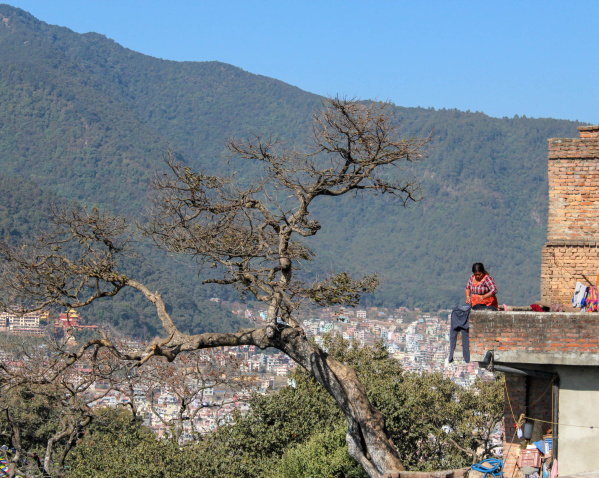 Villager in Swayambhu temple